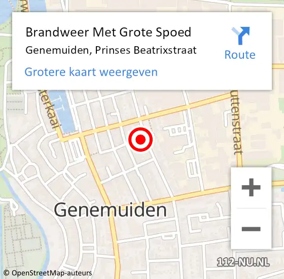 Locatie op kaart van de 112 melding: Brandweer Met Grote Spoed Naar Genemuiden, Prinses Beatrixstraat op 24 april 2023 14:20