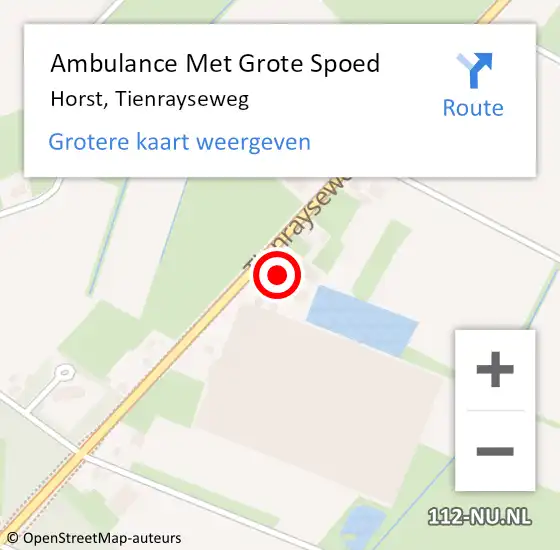 Locatie op kaart van de 112 melding: Ambulance Met Grote Spoed Naar Horst, Tienrayseweg op 24 april 2023 14:21