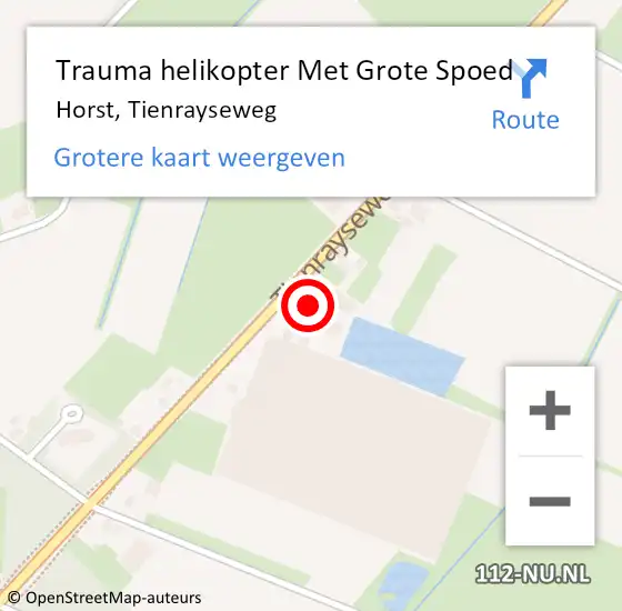 Locatie op kaart van de 112 melding: Trauma helikopter Met Grote Spoed Naar Horst, Tienrayseweg op 24 april 2023 14:25