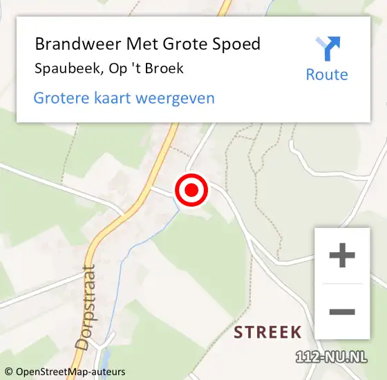 Locatie op kaart van de 112 melding: Brandweer Met Grote Spoed Naar Spaubeek, Op 't Broek op 24 april 2023 14:32