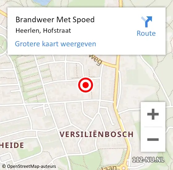 Locatie op kaart van de 112 melding: Brandweer Met Spoed Naar Heerlen, Hofstraat op 24 april 2023 14:42