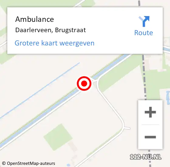 Locatie op kaart van de 112 melding: Ambulance Daarlerveen, Brugstraat op 12 oktober 2013 12:09