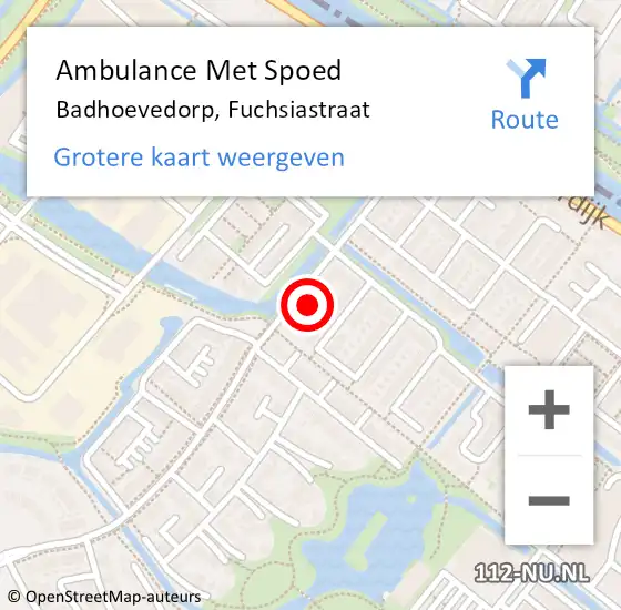 Locatie op kaart van de 112 melding: Ambulance Met Spoed Naar Badhoevedorp, Fuchsiastraat op 24 april 2023 15:23