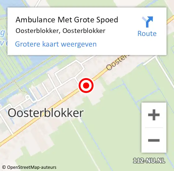 Locatie op kaart van de 112 melding: Ambulance Met Grote Spoed Naar Oosterblokker, Oosterblokker op 24 april 2023 16:12