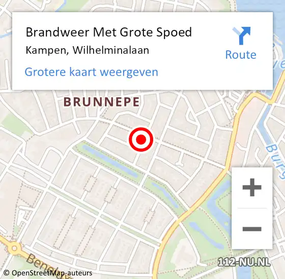 Locatie op kaart van de 112 melding: Brandweer Met Grote Spoed Naar Kampen, Wilhelminalaan op 24 april 2023 16:18