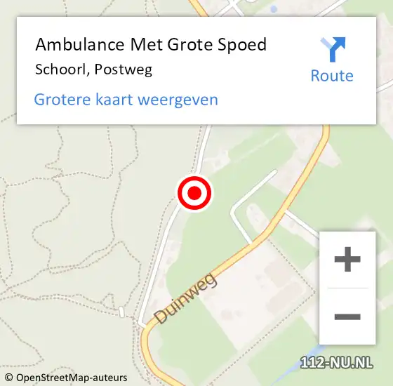 Locatie op kaart van de 112 melding: Ambulance Met Grote Spoed Naar Schoorl, Postweg op 24 april 2023 16:34
