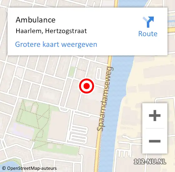Locatie op kaart van de 112 melding: Ambulance Haarlem, Hertzogstraat op 24 april 2023 16:47