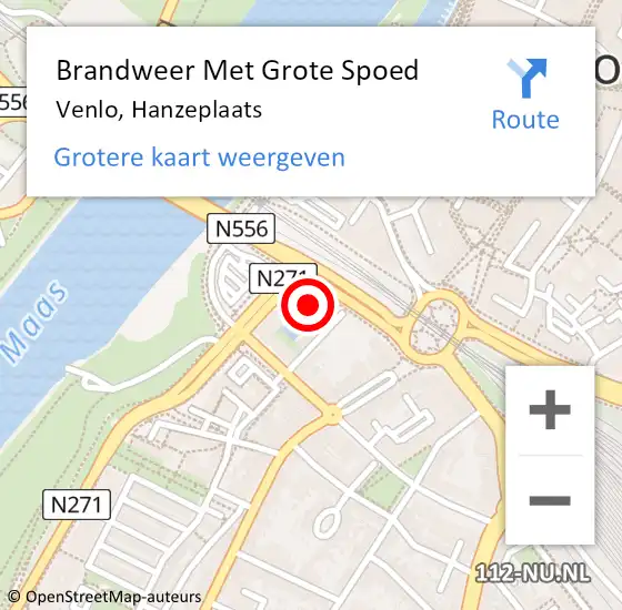 Locatie op kaart van de 112 melding: Brandweer Met Grote Spoed Naar Venlo, Hanzeplaats op 24 april 2023 17:04