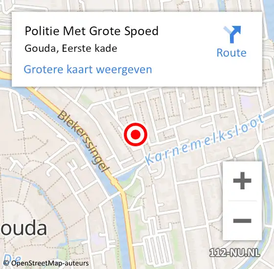 Locatie op kaart van de 112 melding: Politie Met Grote Spoed Naar Gouda, Eerste kade op 24 april 2023 17:42