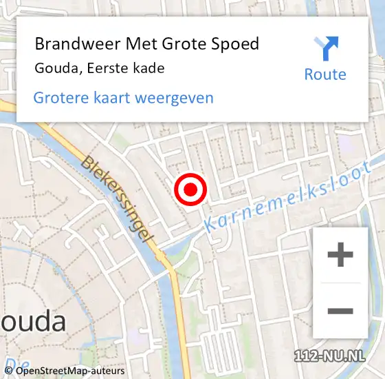 Locatie op kaart van de 112 melding: Brandweer Met Grote Spoed Naar Gouda, Eerste kade op 24 april 2023 17:42