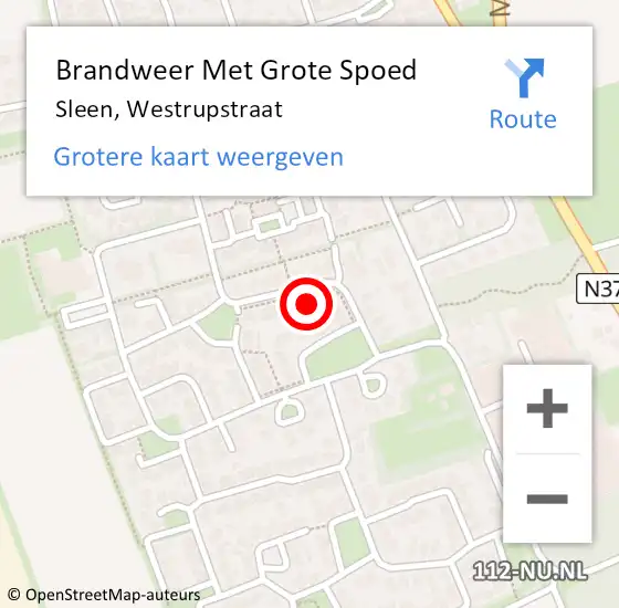 Locatie op kaart van de 112 melding: Brandweer Met Grote Spoed Naar Sleen, Westrupstraat op 23 augustus 2014 10:19