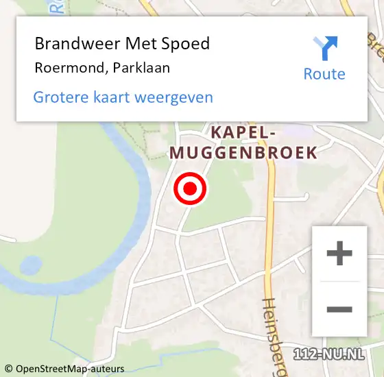 Locatie op kaart van de 112 melding: Brandweer Met Spoed Naar Roermond, Parklaan op 24 april 2023 18:16