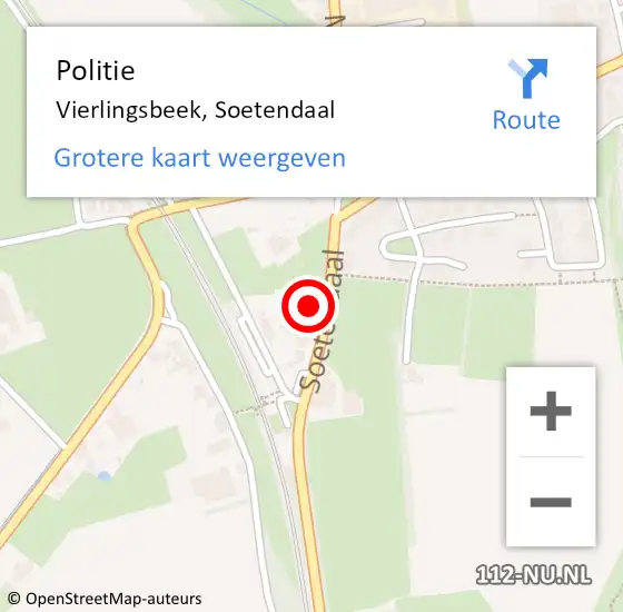 Locatie op kaart van de 112 melding: Politie Vierlingsbeek, Soetendaal op 24 april 2023 18:27