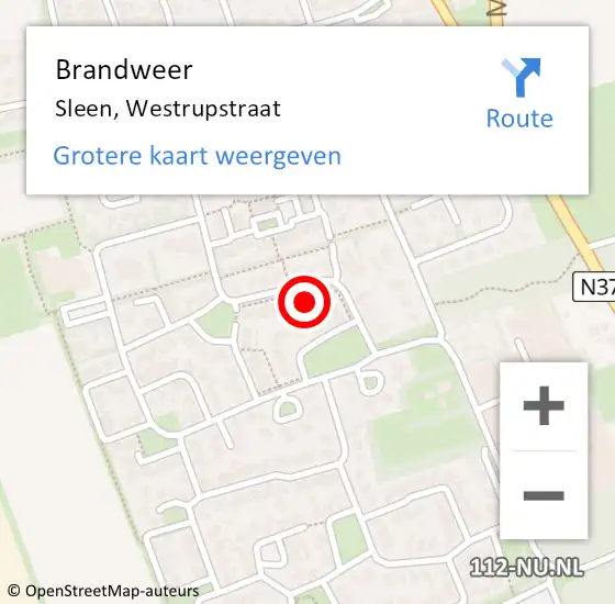 Locatie op kaart van de 112 melding: Brandweer Sleen, Westrupstraat op 23 augustus 2014 10:22