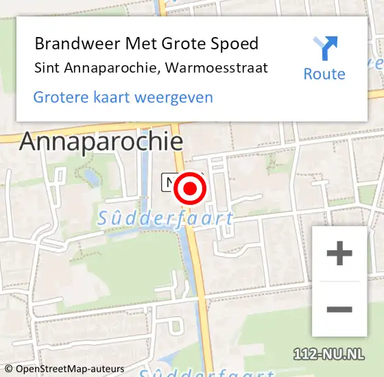 Locatie op kaart van de 112 melding: Brandweer Met Grote Spoed Naar Sint Annaparochie, Warmoesstraat op 24 april 2023 18:47