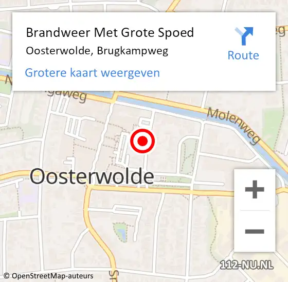 Locatie op kaart van de 112 melding: Brandweer Met Grote Spoed Naar Oosterwolde, Brugkampweg op 24 april 2023 18:57