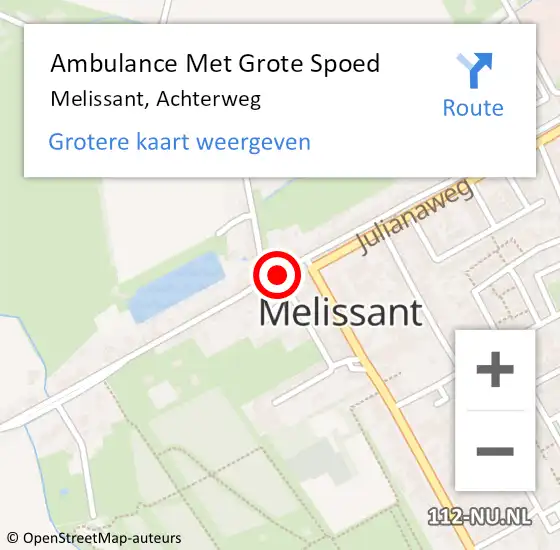 Locatie op kaart van de 112 melding: Ambulance Met Grote Spoed Naar Melissant, Achterweg op 24 april 2023 19:00