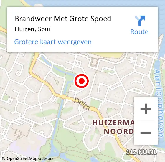 Locatie op kaart van de 112 melding: Brandweer Met Grote Spoed Naar Huizen, Spui op 24 april 2023 19:02