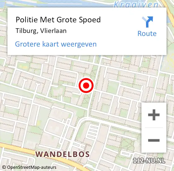 Locatie op kaart van de 112 melding: Politie Met Grote Spoed Naar Tilburg, Vlierlaan op 24 april 2023 19:30