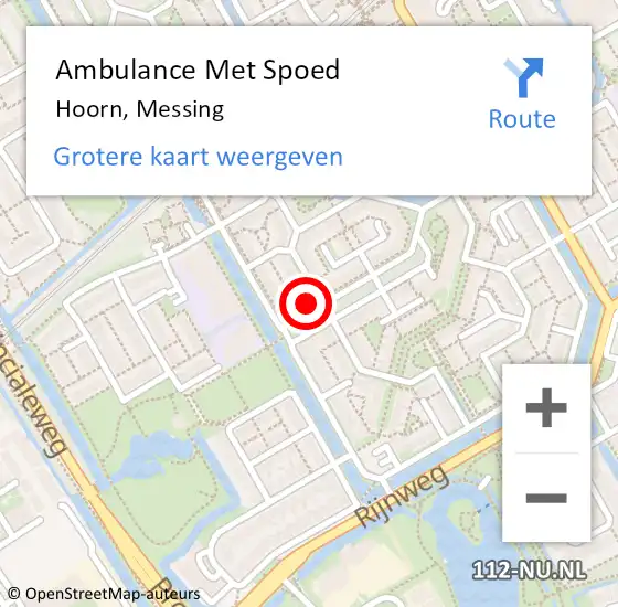 Locatie op kaart van de 112 melding: Ambulance Met Spoed Naar Hoorn, Messing op 24 april 2023 19:31