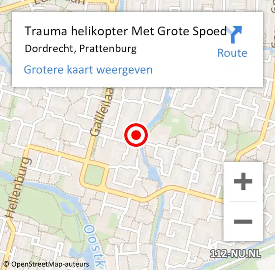 Locatie op kaart van de 112 melding: Trauma helikopter Met Grote Spoed Naar Dordrecht, Prattenburg op 24 april 2023 19:35