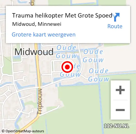 Locatie op kaart van de 112 melding: Trauma helikopter Met Grote Spoed Naar Midwoud, Minnewei op 24 april 2023 19:57