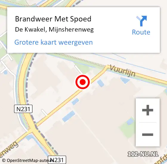 Locatie op kaart van de 112 melding: Brandweer Met Spoed Naar De Kwakel, Mijnsherenweg op 24 april 2023 20:59