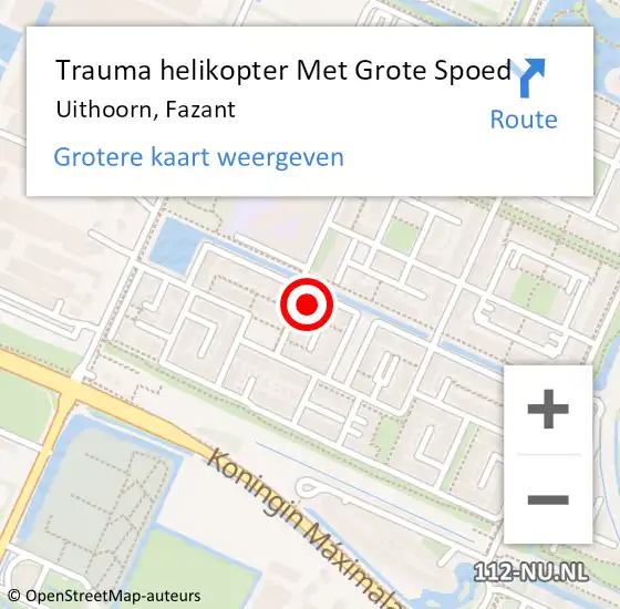 Locatie op kaart van de 112 melding: Trauma helikopter Met Grote Spoed Naar Uithoorn, Fazant op 24 april 2023 21:34