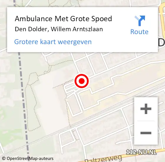 Locatie op kaart van de 112 melding: Ambulance Met Grote Spoed Naar Den Dolder, Willem Arntszlaan op 12 oktober 2013 12:13