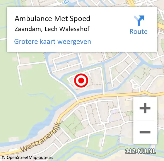 Locatie op kaart van de 112 melding: Ambulance Met Spoed Naar Zaandam, Lech Walesahof op 24 april 2023 22:23