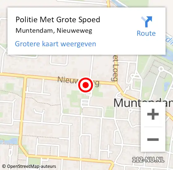 Locatie op kaart van de 112 melding: Politie Met Grote Spoed Naar Muntendam, Nieuweweg op 24 april 2023 22:29