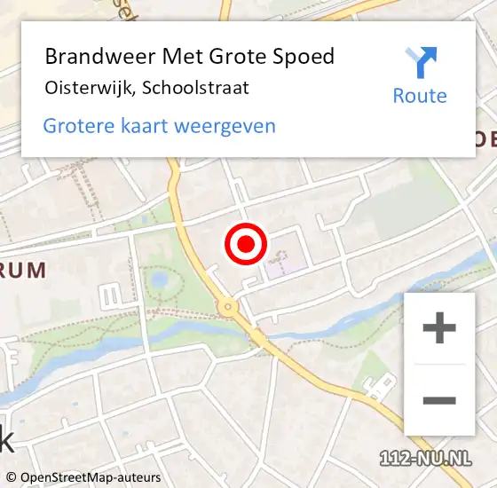 Locatie op kaart van de 112 melding: Brandweer Met Grote Spoed Naar Oisterwijk, Schoolstraat op 24 april 2023 22:56