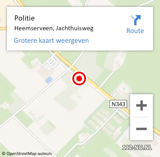 Locatie op kaart van de 112 melding: Politie Heemserveen, Jachthuisweg op 24 april 2023 23:10