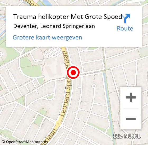 Locatie op kaart van de 112 melding: Trauma helikopter Met Grote Spoed Naar Deventer, Leonard Springerlaan op 24 april 2023 23:41