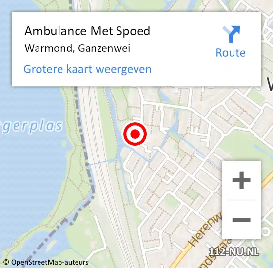 Locatie op kaart van de 112 melding: Ambulance Met Spoed Naar Warmond, Ganzenwei op 25 april 2023 00:14