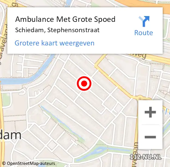 Locatie op kaart van de 112 melding: Ambulance Met Grote Spoed Naar Schiedam, Stephensonstraat op 25 april 2023 01:10