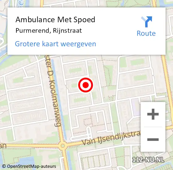 Locatie op kaart van de 112 melding: Ambulance Met Spoed Naar Purmerend, Rijnstraat op 25 april 2023 01:49