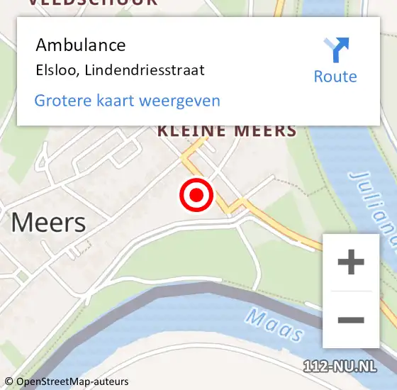 Locatie op kaart van de 112 melding: Ambulance Elsloo, Lindendriesstraat op 23 augustus 2014 10:52