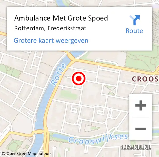 Locatie op kaart van de 112 melding: Ambulance Met Grote Spoed Naar Rotterdam, Frederikstraat op 25 april 2023 04:53