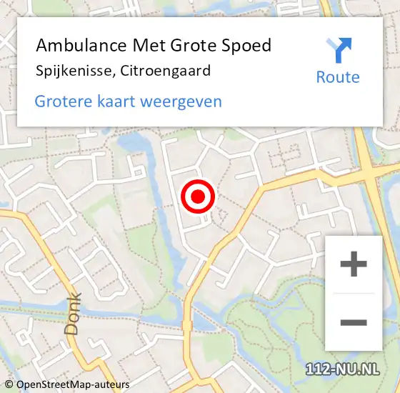 Locatie op kaart van de 112 melding: Ambulance Met Grote Spoed Naar Spijkenisse, Citroengaard op 25 april 2023 05:38