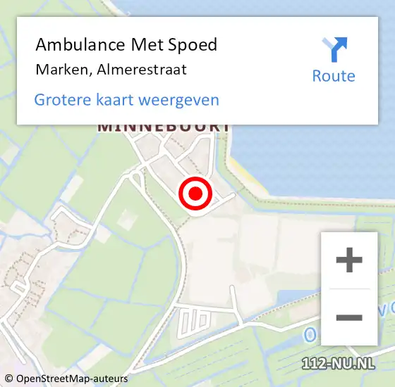 Locatie op kaart van de 112 melding: Ambulance Met Spoed Naar Marken, Almerestraat op 25 april 2023 06:50