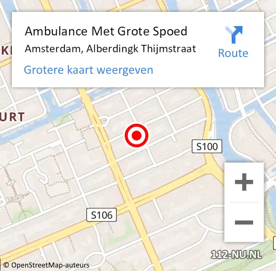 Locatie op kaart van de 112 melding: Ambulance Met Grote Spoed Naar Amsterdam, Alberdingk Thijmstraat op 25 april 2023 07:31