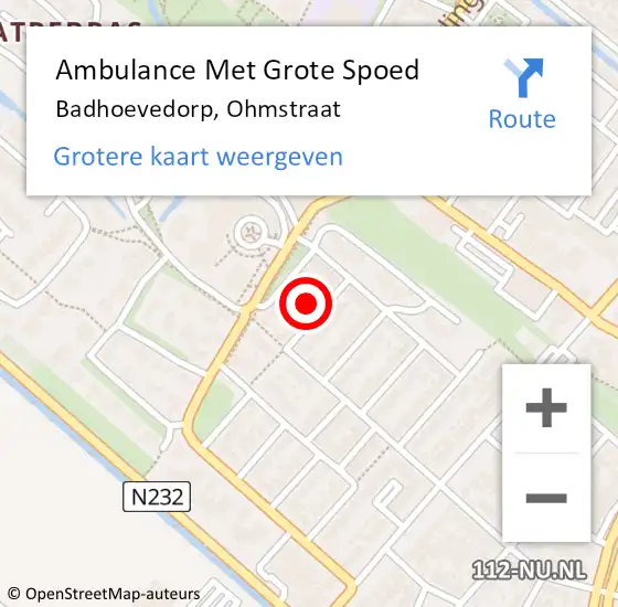 Locatie op kaart van de 112 melding: Ambulance Met Grote Spoed Naar Badhoevedorp, Ohmstraat op 25 april 2023 08:20