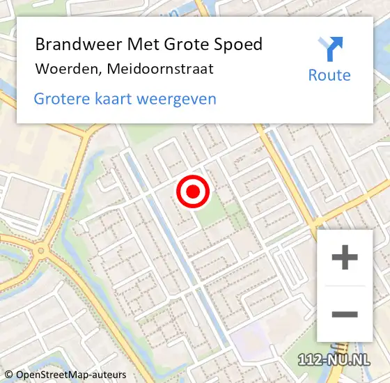 Locatie op kaart van de 112 melding: Brandweer Met Grote Spoed Naar Woerden, Meidoornstraat op 25 april 2023 08:38