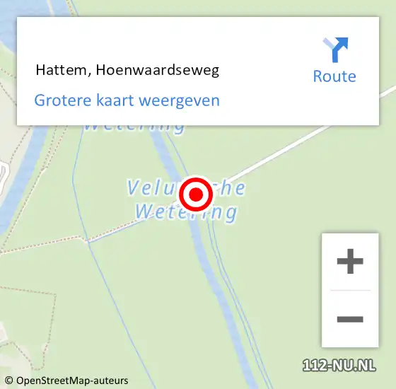 Locatie op kaart van de 112 melding:  Hattem, Hoenwaardseweg op 23 augustus 2014 11:09