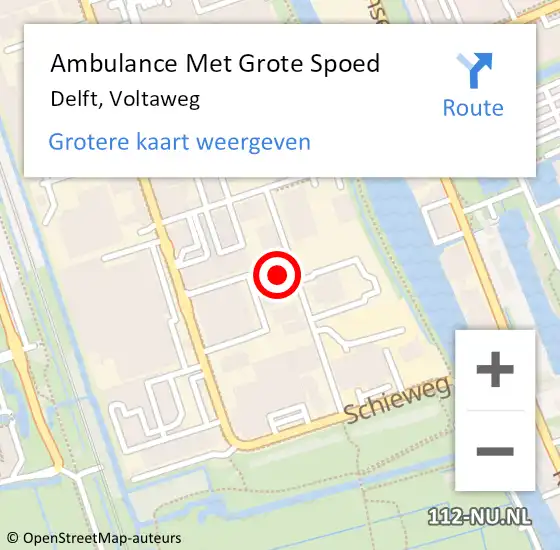 Locatie op kaart van de 112 melding: Ambulance Met Grote Spoed Naar Delft, Voltaweg op 25 april 2023 10:59