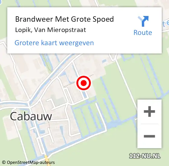 Locatie op kaart van de 112 melding: Brandweer Met Grote Spoed Naar Lopik, Van Mieropstraat op 25 april 2023 12:01