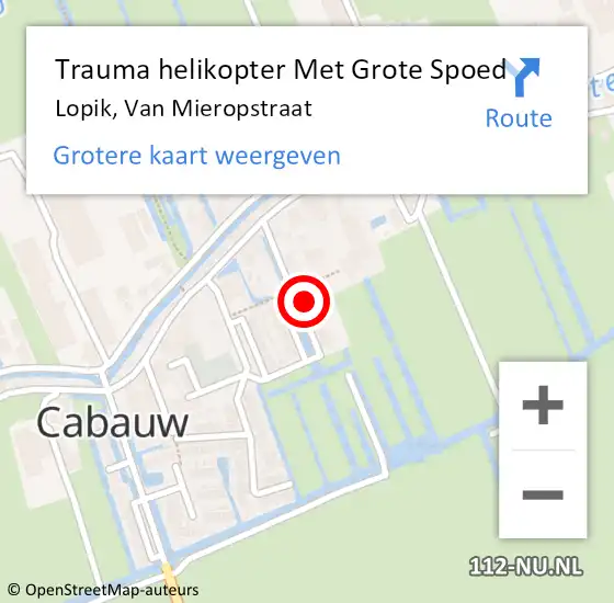 Locatie op kaart van de 112 melding: Trauma helikopter Met Grote Spoed Naar Lopik, Van Mieropstraat op 25 april 2023 12:02
