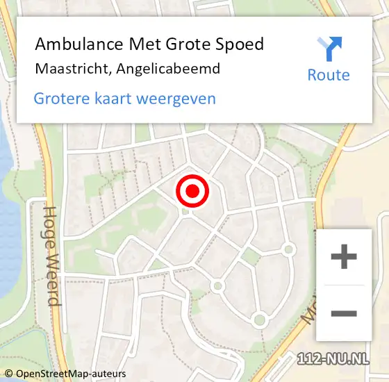 Locatie op kaart van de 112 melding: Ambulance Met Grote Spoed Naar Maastricht, Angelicabeemd op 23 augustus 2014 11:25