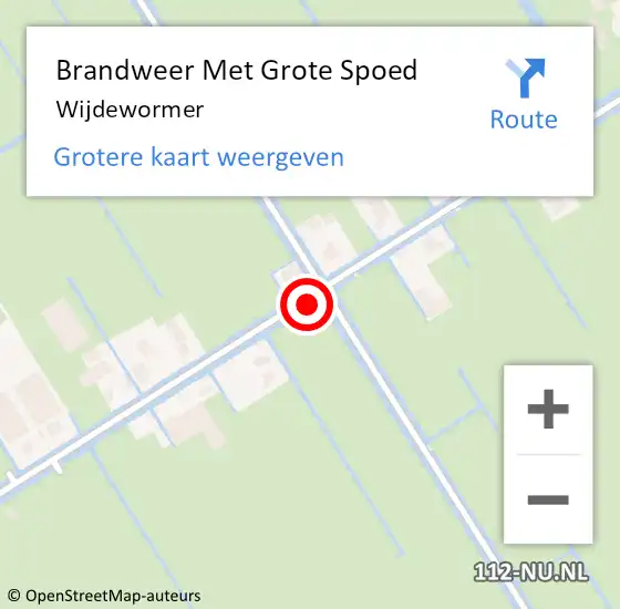 Locatie op kaart van de 112 melding: Brandweer Met Grote Spoed Naar Wijdewormer op 25 april 2023 12:30